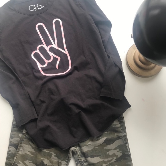 Chaser Tops - NWT CHASER Long sleeve PEACE TEE, girls 14 Chaser Tops - NWT CHASER Long sleeve PEACE TEE, girls 14